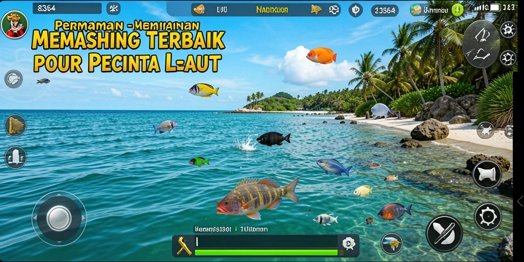 Tampilan gameplay 8364 yang menakjubkan dengan aksi memancing.