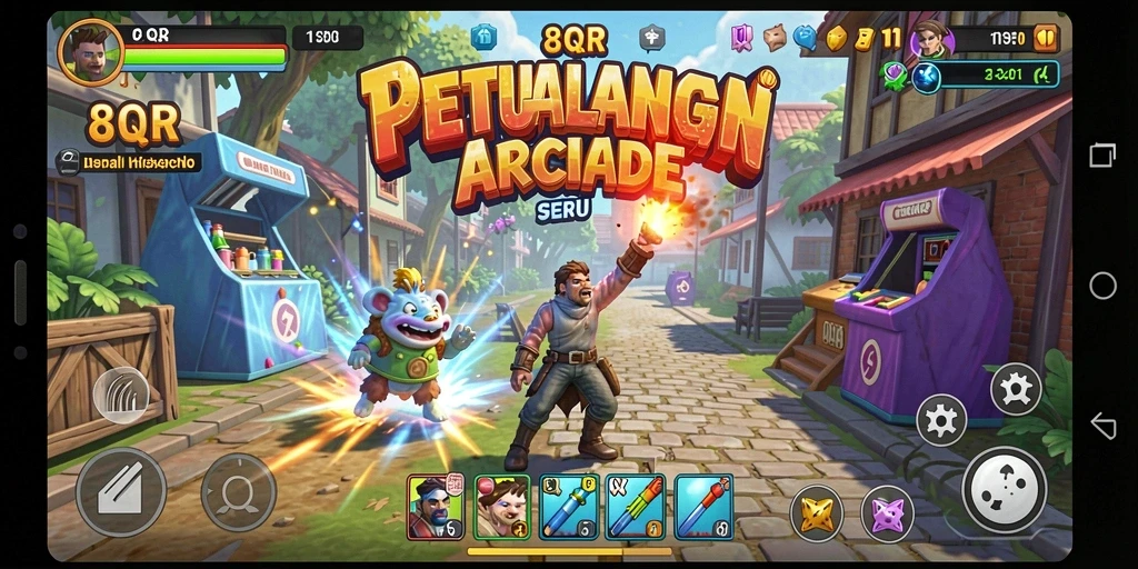 Screenshot gameplay 8QR yang penuh dengan aksi Arcade.