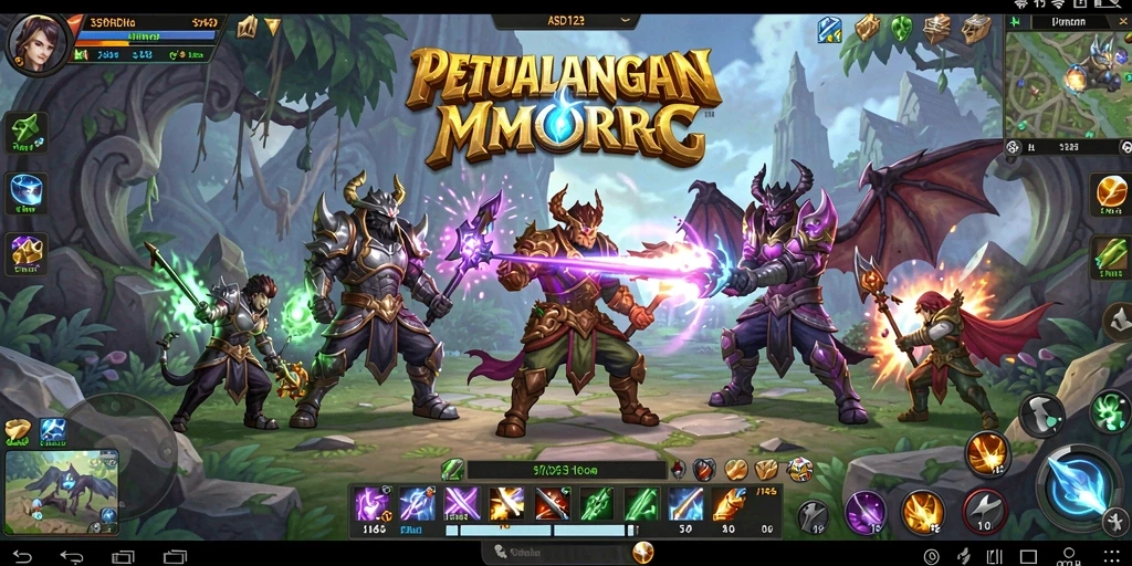 Screenshot gameplay ASD123 menampilkan pertarungan seru antar pemain.