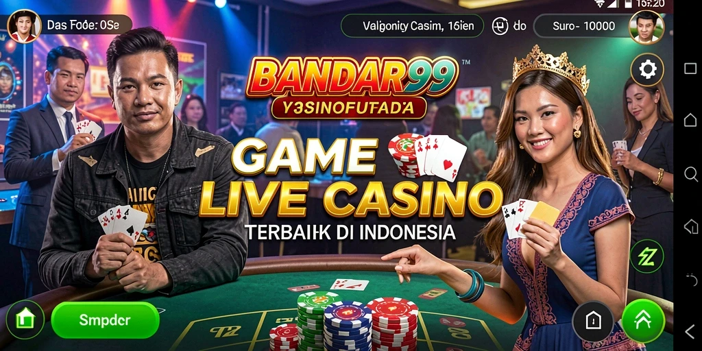 Gambaran gameplay Live Casino yang interaktif dan mendebarkan di BANDAR99.