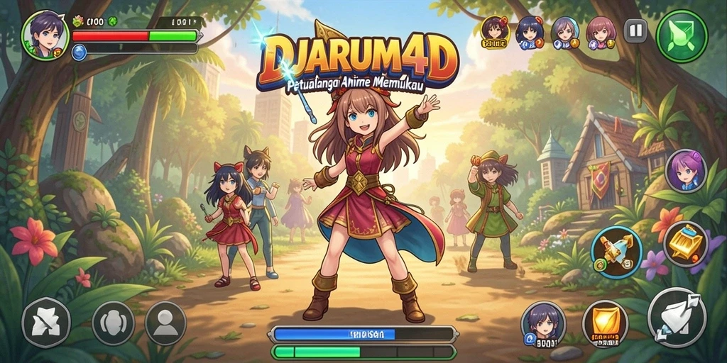 Screenshot menunjukkan gameplay <strong>DJARUM4D</strong> dengan karakter Anime yang dinamis.