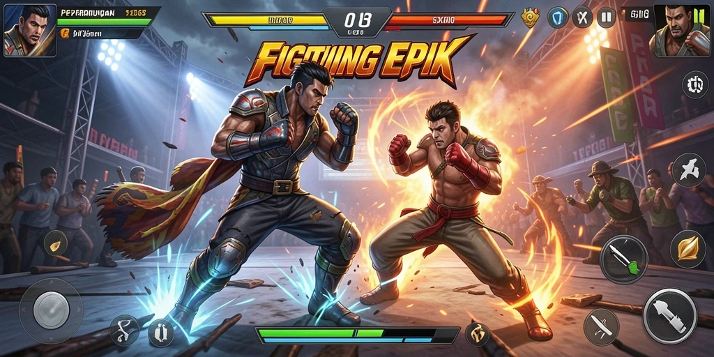 Screenshot GX88 menampilkan momen pertarungan yang intens dan visual grafik yang menakjubkan.