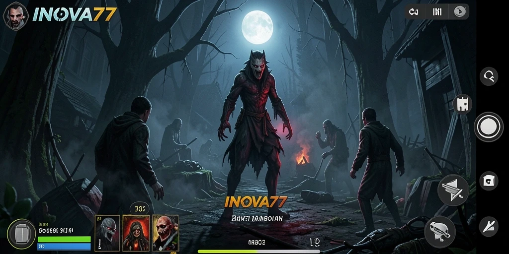 Tangkapan layar dari gameplay menyeramkan INOVA77 yang menampilkan suasana mencekam.