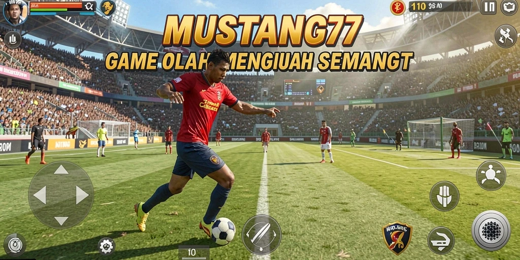 Screenshot utama yang menunjukkan gameplay seru di MUSTANG77.