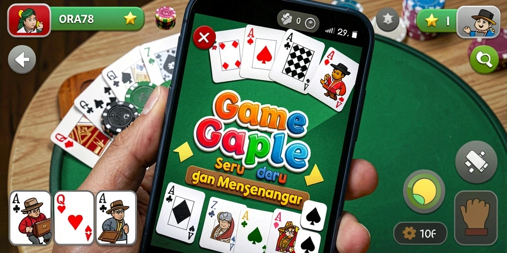 Tampilan gameplay seru di ORA78 saat bermain Gaple.