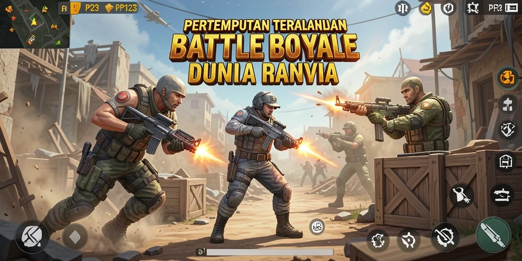 Gameplay mendebarkan di dunia PP123 Battle Royale.