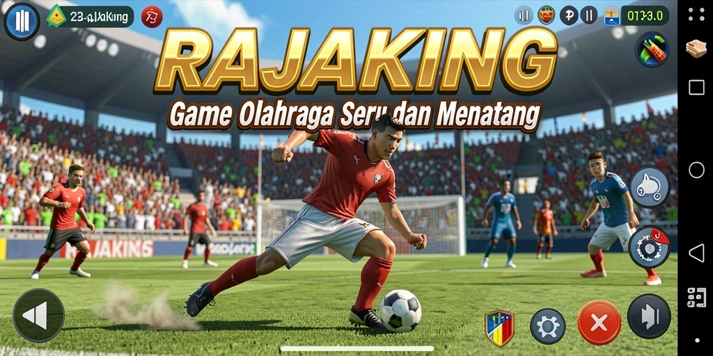 Tangkapan layar gameplay <strong>RAJAKING</strong> menunjukkan aksi seru dalam pertandingan olahraga.