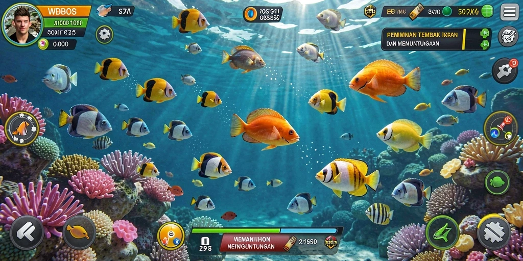 Gameplay seru dan mendebarkan di WDBOS, menangkap ikan sebanyak mungkin.